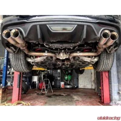 Pypes Exhaust Catback Exhaust X-Pipe Split Rear Quad Exit 3" Quad Polished Tips Mid Muffler Stainless Steel Ford Mustang GT 2018+ - SFM87MX