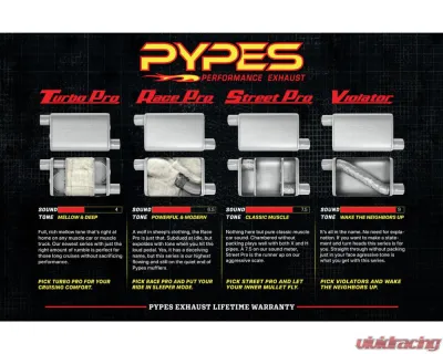Pypes Exhaust Crossmember-Back X-Pipe Exhaust Split Rear Dual Exit 3" Race Pro Mufflers Chevrolet Tri-Five 1955-1957 - SGC13R