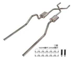 Pypes Exhaust 409 Stainless Steel Rear Exit X-Pipe Crossmember Back Exhaust w/ Race Pro Mufflers Chevrolet Impala | Biscayne 1965-1970
