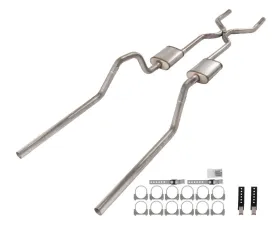 Pypes Exhaust 409 Stainless Steel Rear Exit H-Pipe Crossmember Back Exhaust w/ Race Pro Mufflers Chevrolet Impala | Biscayne 1965-1970