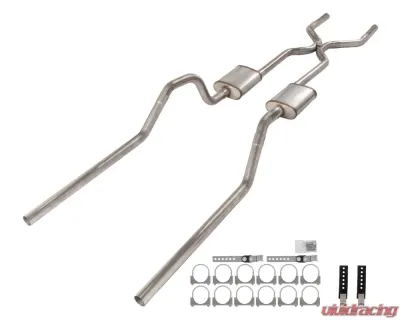 Pypes Exhaust 409 Stainless Steel Rear Exit H-Pipe Crossmember Back Exhaust w/ Race Pro Mufflers Chevrolet Impala | Biscayne 1965-1970 - SGB45R