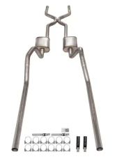 Pypes Exhaust 409 Stainless Steel Rear Exit H-Pipe Crossmember Back Exhaust w/ Race Pro Mufflers Chevrolet Impala | Biscayne 1965-1970                                     - SGB45R - Image 2