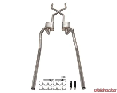 Pypes Exhaust 409 Stainless Steel Rear Exit H-Pipe Crossmember Back Exhaust w/ Race Pro Mufflers Chevrolet Impala | Biscayne 1965-1970 - SGB45R