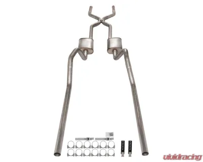 Pypes Exhaust 409 Stainless Steel Rear Exit H-Pipe Crossmember Back Exhaust w/ Street Pro Mufflers Chevrolet Impala | Biscayne 1965-1970 - SGB45S