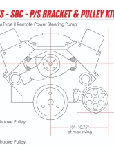 Billet Specialties Power Steering Bracket SBC Short Water Pump w/V-Groove Pulley                                     - 12120 - Image 3