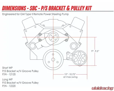 Billet Specialties Power Steering Bracket SBC Short Water Pump w/V-Groove Pulley - 12120