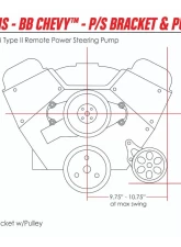 Billet Specialties Power Steering Bracket BBC Short Water Pump w/V-Groove Pulley                                     - 12320 - Image 2