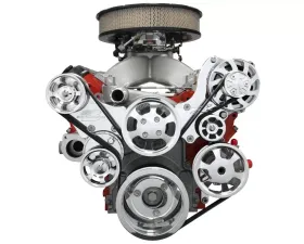Billet Specialties Polished Premium Tru Trac Serpentine System with Power Steering & Billet Alternator Top Mount LS Chevrolet