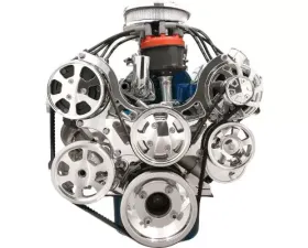 Billet Specialties Polished Premium Tru Trac Serpentine System with A/C & Power Steering Top Mount Small Block Ford