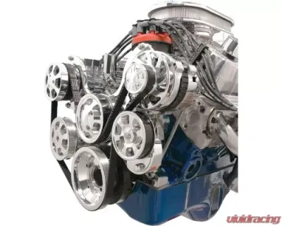 Billet Specialties Polished Premium Tru Trac Serpentine System with A/C & Power Steering Top Mount Small Block Ford - 13600P