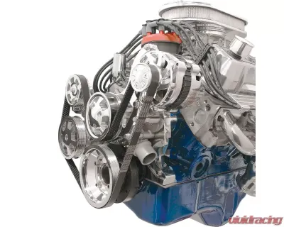 Billet Specialties Polished Premium Tru Trac Serpentine System with Billet Alternator & Power Steering Top Mount Small Block Ford - 13605PA