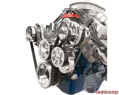 Billet Specialties Polished Premium Tru Trac Serpentine System with Billet Alternator & A/C Top Mount Small Block Ford - 13620A