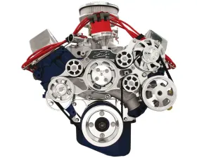 Billet Specialties Polished Premium Tru Trac Serpentine System with Power Steering & Billet Alternator Big Block Ford
