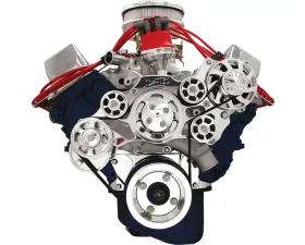 Billet Specialties Polished Premium Tru Trac Serpentine System with Billet Alternator Big Block Ford