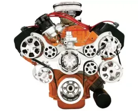 Billet Specialties Polished Premium Tru Trac Serpentine System with A/C & Power Steering Big Block Chrysler | HEMI