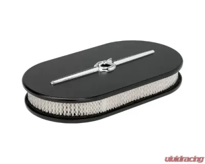 Billet Specialties Satin Black Powder Coat Large Oval Streamline Air Cleaner - 15424