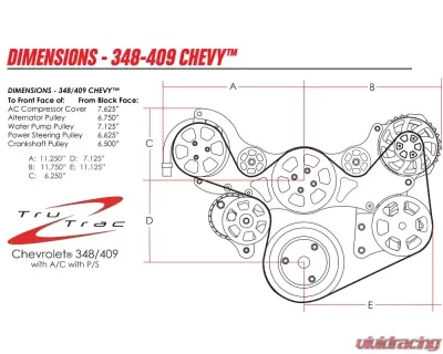 Billet Specialties Black Anodized Tru Trac Serpentine System with A/C & Power Steering 348-409 Chevrolet - BLK14400