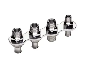 Billet Specialties 4 Port Polished A/C & Heat Inline Push-On Bulkhead
