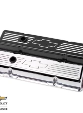 Billet Specialties Satin Black Powder Coat 3-3/4" Tall Bowtie Valve Covers Small Block Chevrolet                                     - BLK95221 - Image 2