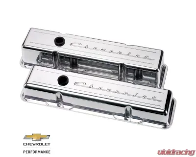 Billet Specialties Polished 3-3/4" Tall Chevrolet Script Valve Covers Small Block Chevrolet - 95223