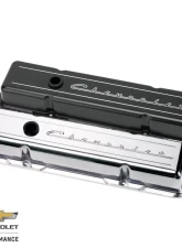 Billet Specialties Satin Black Powder Coat 2-3/4" Short Chevrolet Script Valve Covers Small Block Chevrolet                                     - BLK95123 - Image 2