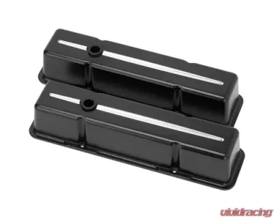 Billet Specialties Black Anodized 3-3/4" Tall Streamline Valve Covers Small Block Chevrolet - 95224
