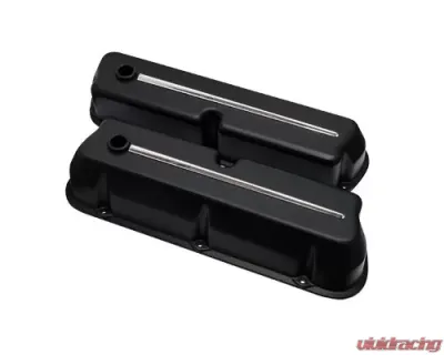Billet Specialties Satin Black Powder Coat Streamline Valve Covers Small Block Ford - 95324