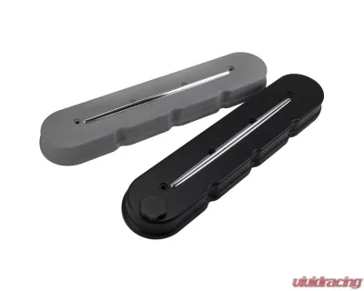 Billet Specialties Satin Black Powder Coat Streamline LS Cast Valve Covers - 95424