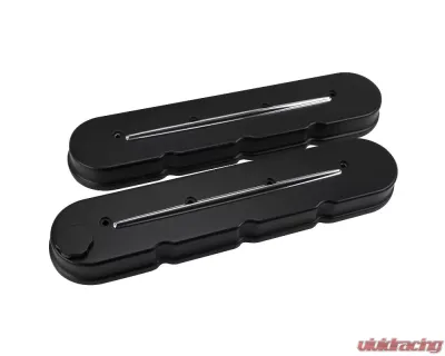 Billet Specialties Satin Black Powder Coat Streamline LS Cast Valve Covers - 95424