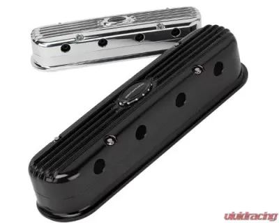 Billet Specialties Black Anodized Ribbed Profile LS Modular Valve Covers - P95475