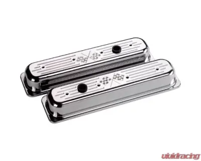 Billet Specialties Polished 2-3/4" Short Cross Flags Center Bolt Chevrolet Valve Cover - 95827