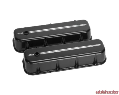 Billet Specialties Satin Black Powder Coat 3-3/4" Tall Streamline Valve Covers Big Block Chevrolet - 96124
