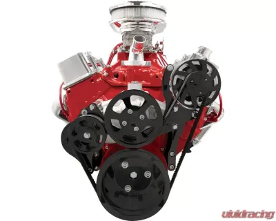 Billet Specialties Black Anodized Tru Trac Serpentine System Small Block Chevrolet - BLK13125
