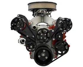 Billet Specialties Black Adonized Premium Tru Trac Serpentine System with Black Anodized Billet Alternator, A/C & Power Steering Top Mount LS Chevrolet