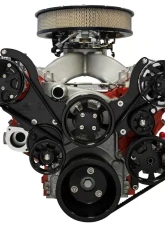 Billet Specialties Black Adonized Premium Tru Trac Serpentine System with Polished Billet Alternator, A/C & Power Steering Top Mount LS Chevrolet                                     - BLK13450PA - Image 2