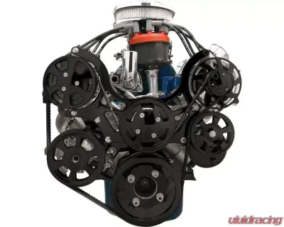 Billet Specialties Black Adonized Tru Trac Serpentine System with A/C & Power Steering Small Block Ford - BLK13600