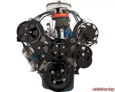 Billet Specialties Black Adonized Tru Trac Serpentine System with A/C Small Block Ford - BLK13620