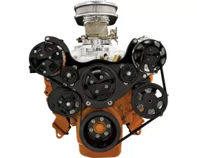Billet Specialties Black Anodized Premium Tru Trac Serpentine System with A/C & Power Steering Small Block Chrysler
