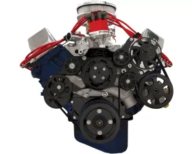 Billet Specialties Black Anodized Tru Trac Serpentine System with Power Steering Big Block Ford