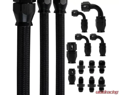Billet Specialties Black Power Steering Hose Kit W/ Remote Reservoir - BLK77900