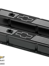 Billet Specialties Satin Black Powder Coat 3-3/4" Tall Bowtie Valve Covers Small Block Chevrolet                                     - BLK95221 - Image 2