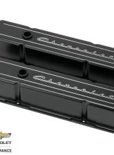 Billet Specialties Satin Black Powder Coat 3-3/4" Tall Chevrolet Script Valve Covers Small Block Chevrolet                                     - BLK95223 - Image 2