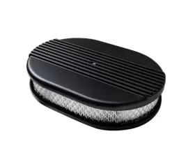 Billet Specialties Small Satin Black Powder Coated Oval Ribbed Air Cleaner