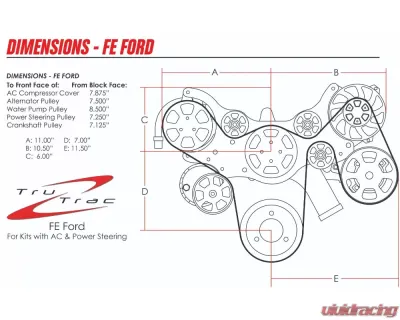 Billet Specialties Black Anodized Premium Tru Trac Serpentine System with Billet Alternator, A/C & Power Steering FE Ford - BLK14700PA