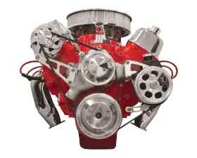 Billet Specialties Polished Big Block Chevrolet Top Mount Alternator & Keyway Saginaw P/S Serpentine Conversion Kit