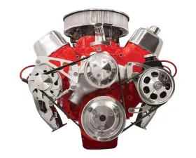 Billet Specialties Polished Big Block Chevrolet Mid Mount Alternator & Keyway Saginaw P/S Serpentine Conversion Kit