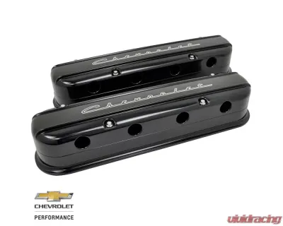Billet Specialties Black Anodized Chevrolet Script LS3 Modular Valve Covers - P95485