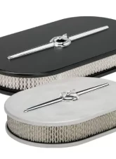Billet Specialties Satin Black Powder Coat Large Oval Streamline Air Cleaner                                     - 15424 - Image 2