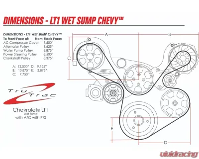 Billet Specialties Black Anodized Tru Trac Serpentine System with A/C & Power Steering GM LT1 - BLK13550