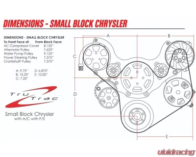 Billet Specialties Black Anodized Premium Tru Trac Serpentine System with A/C & Power Steering Small Block Chrysler - BLK13800P